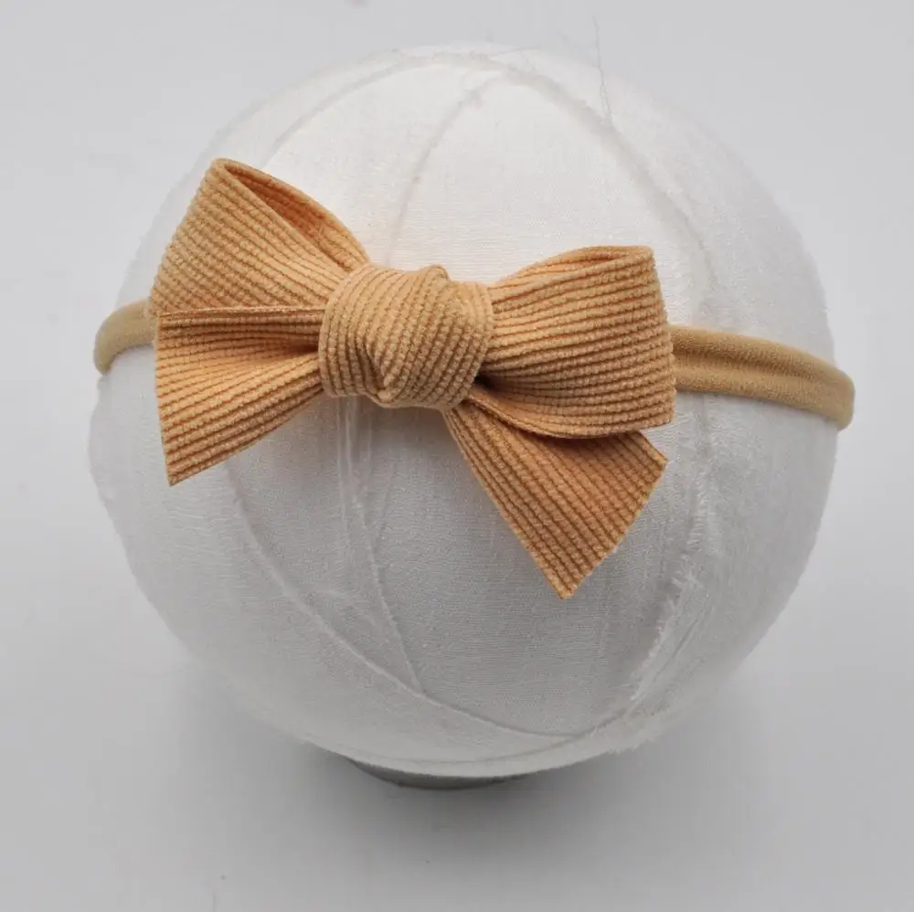 20 шт./лот тканевый бант нейлоновая повязка для волос новорожденных вельветовый