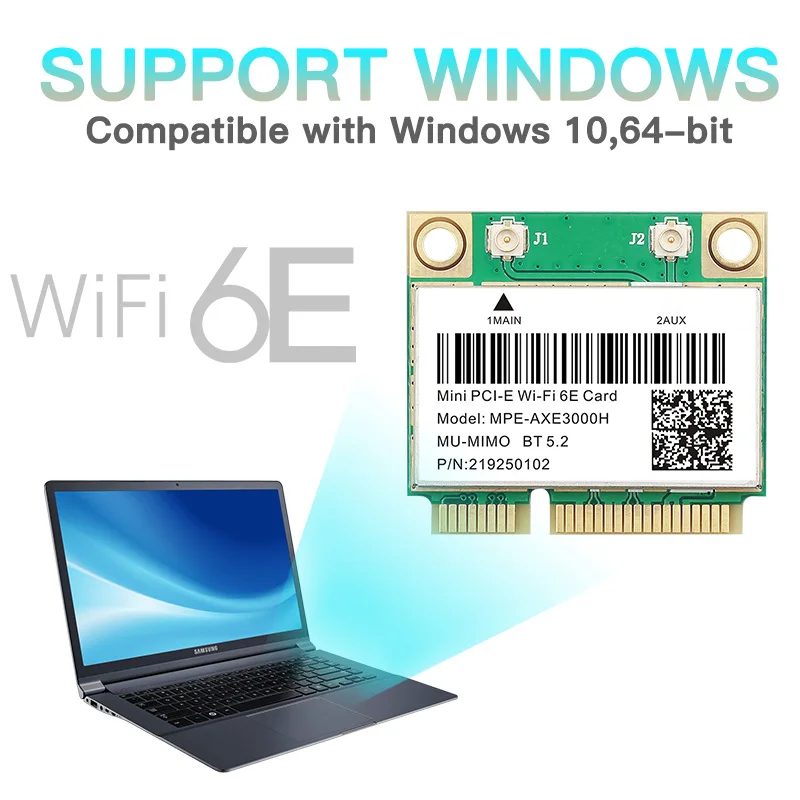 Трехдиапазонная 5374 Мбит/с WiFi 6E AX210 Mpe-AXE3000H Беспроводная Карта BT 5 2 для мини PCIE Wi-Fi