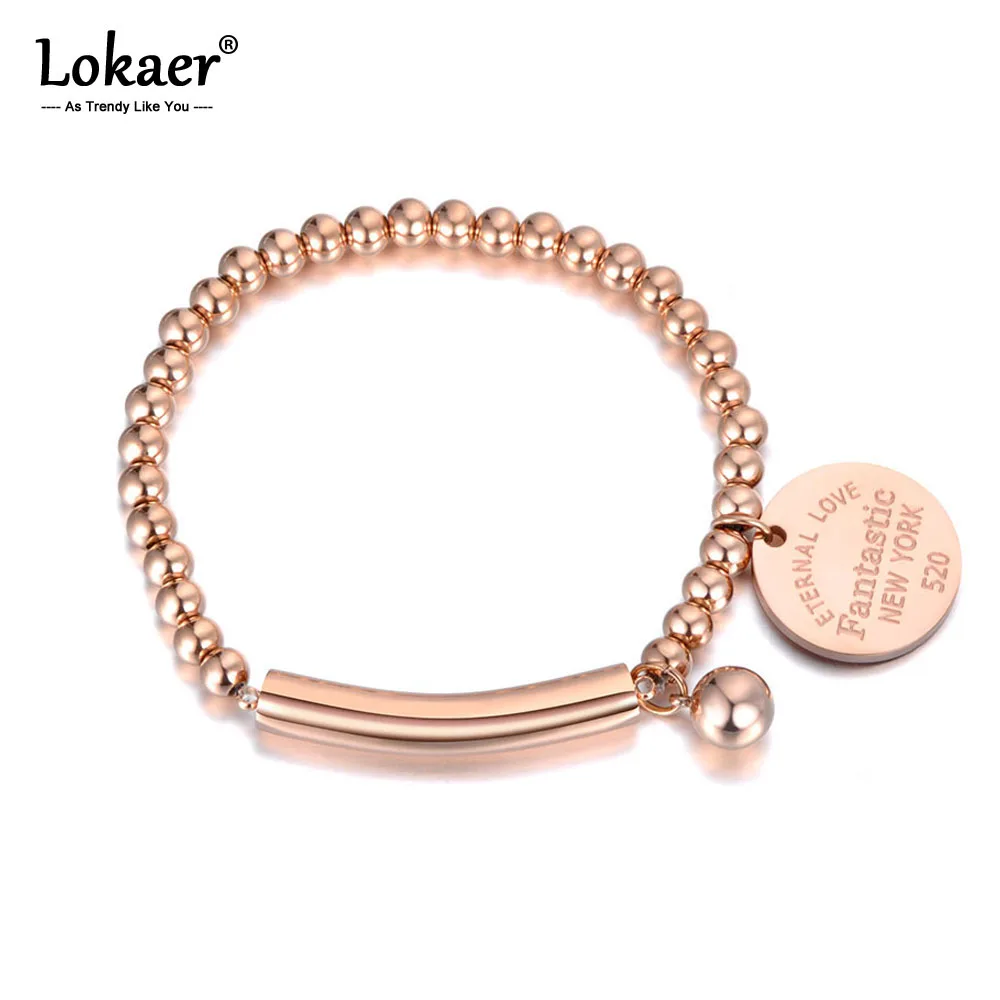 Браслеты Lokaer из титана нержавеющая сталь локоть мяч и бирка очаровательные