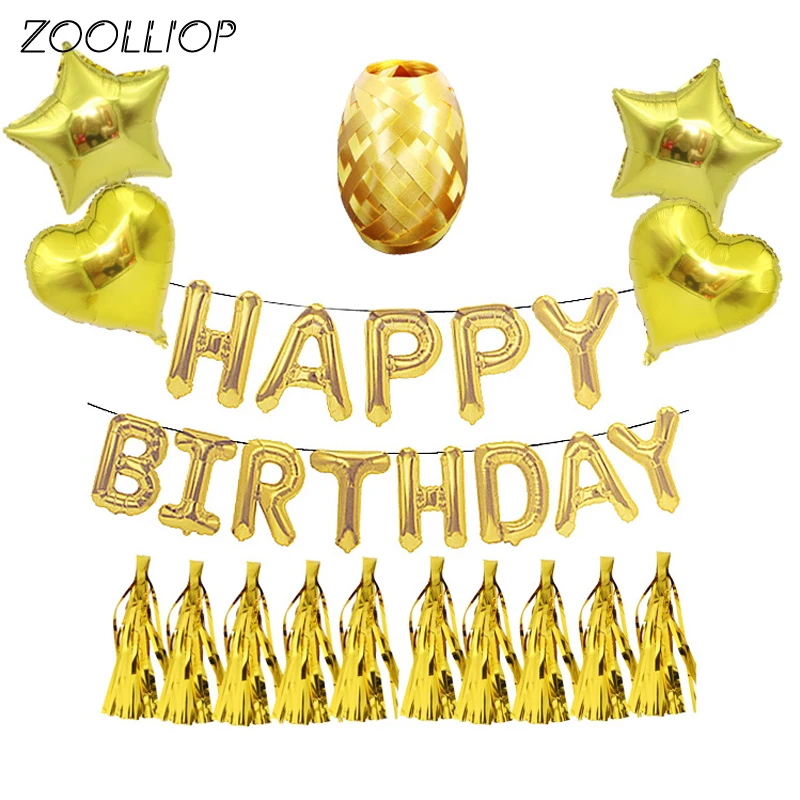 Happy Birthday balloon air Letters Alphabe Rose Gold foil balloons kids toy wedding party birthday helium globos baloon | Дом и сад