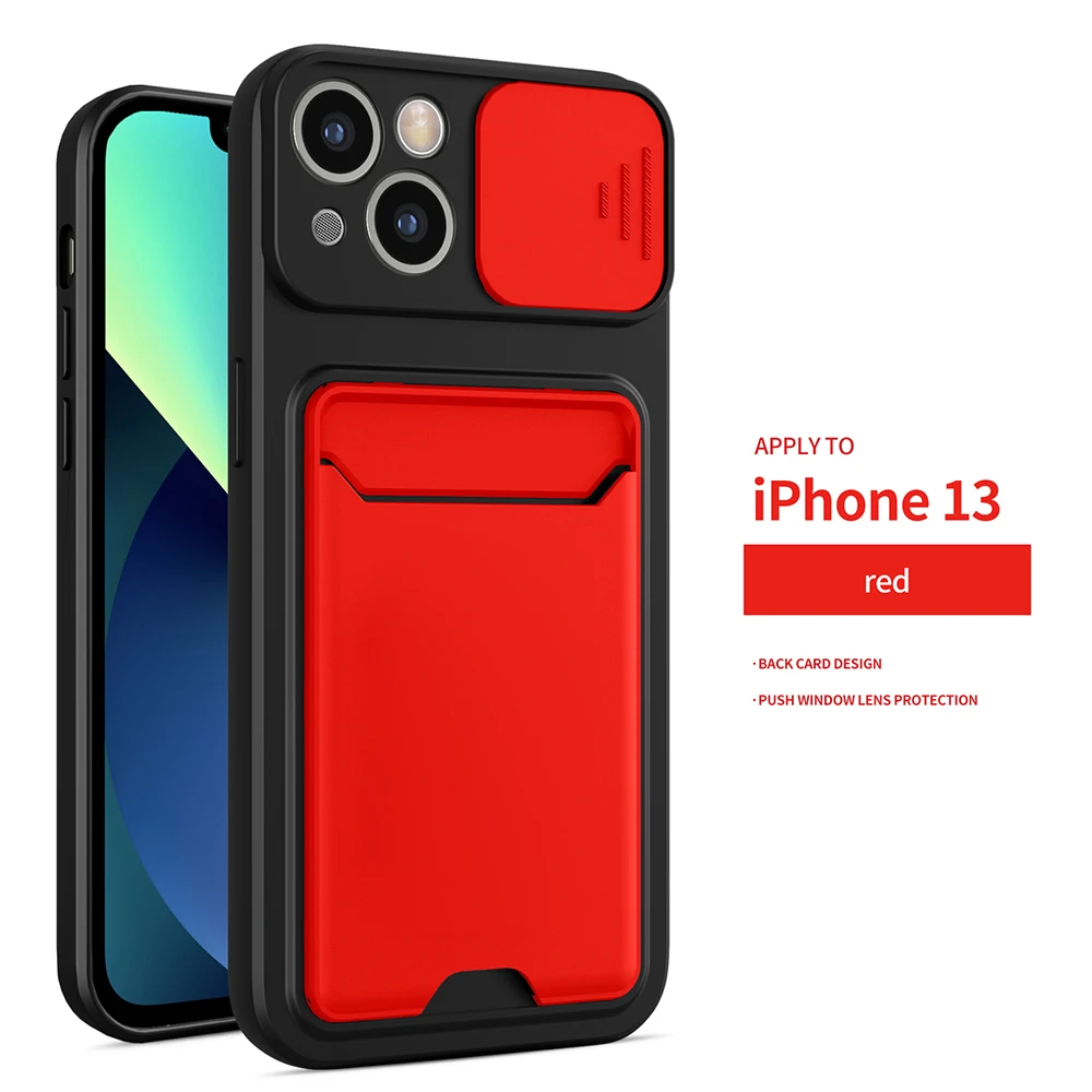 

Camera Lens Sliding Protection Card Bags Case for IPhone 13 12 11 Pro Max XR XS X 7 8 Plus SE 2020 Thin Cover Shockproof Cases