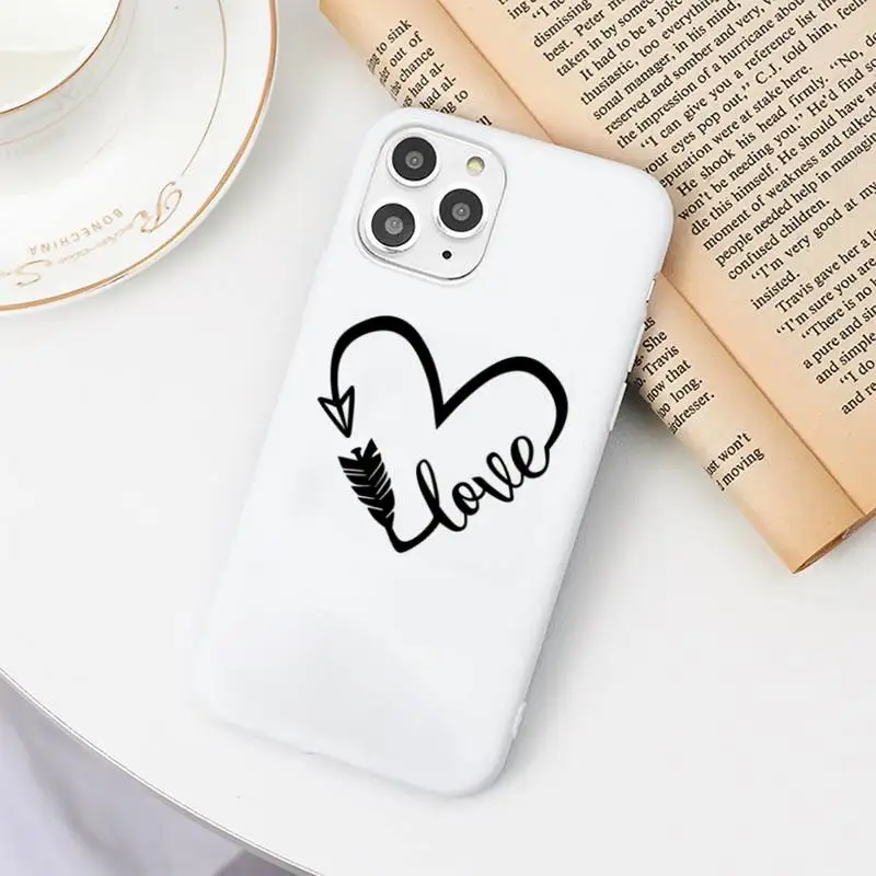 

Simple Lines Love Heart Phone Case White Candy Color for iPhone 11 12 mini pro XS MAX 8 7 6 6S Plus X SE 2020 XR