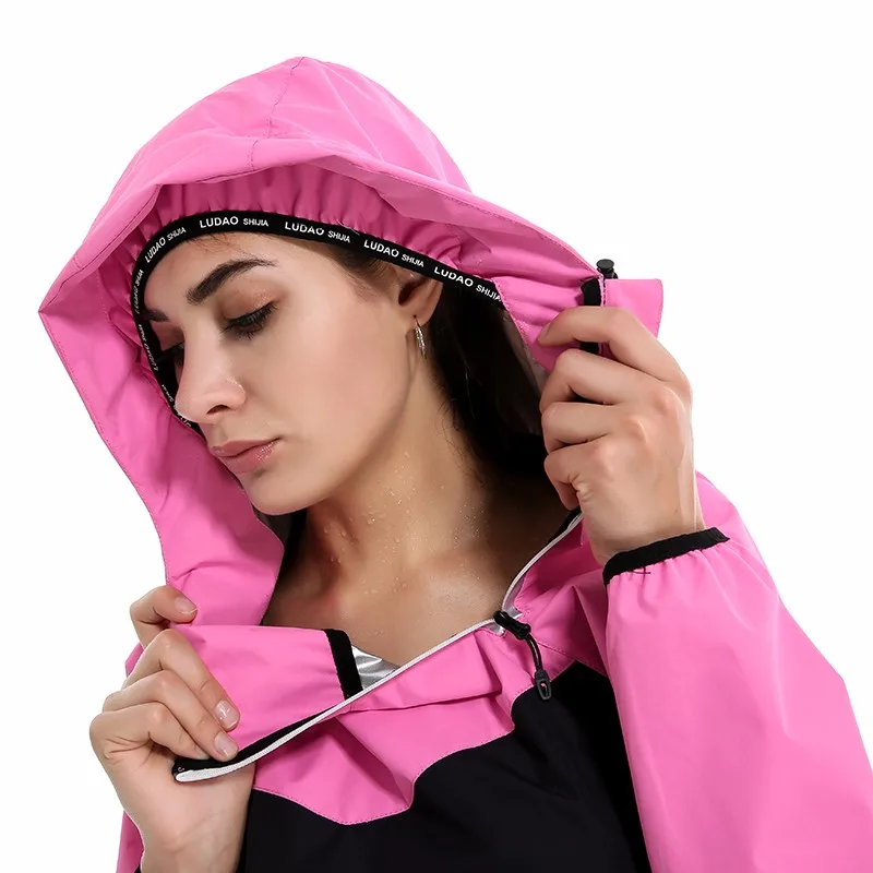 Для женщин Сауна костюм Горячая Пот Body Shaper тренировочная куртка + брюки Велоспорт