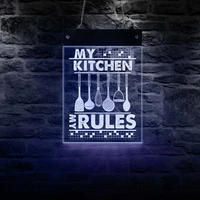my kitchen my rules electric display sign for home bar chef personalized rectangle led acrylic board kitchen cook light up d%c3%a9cor