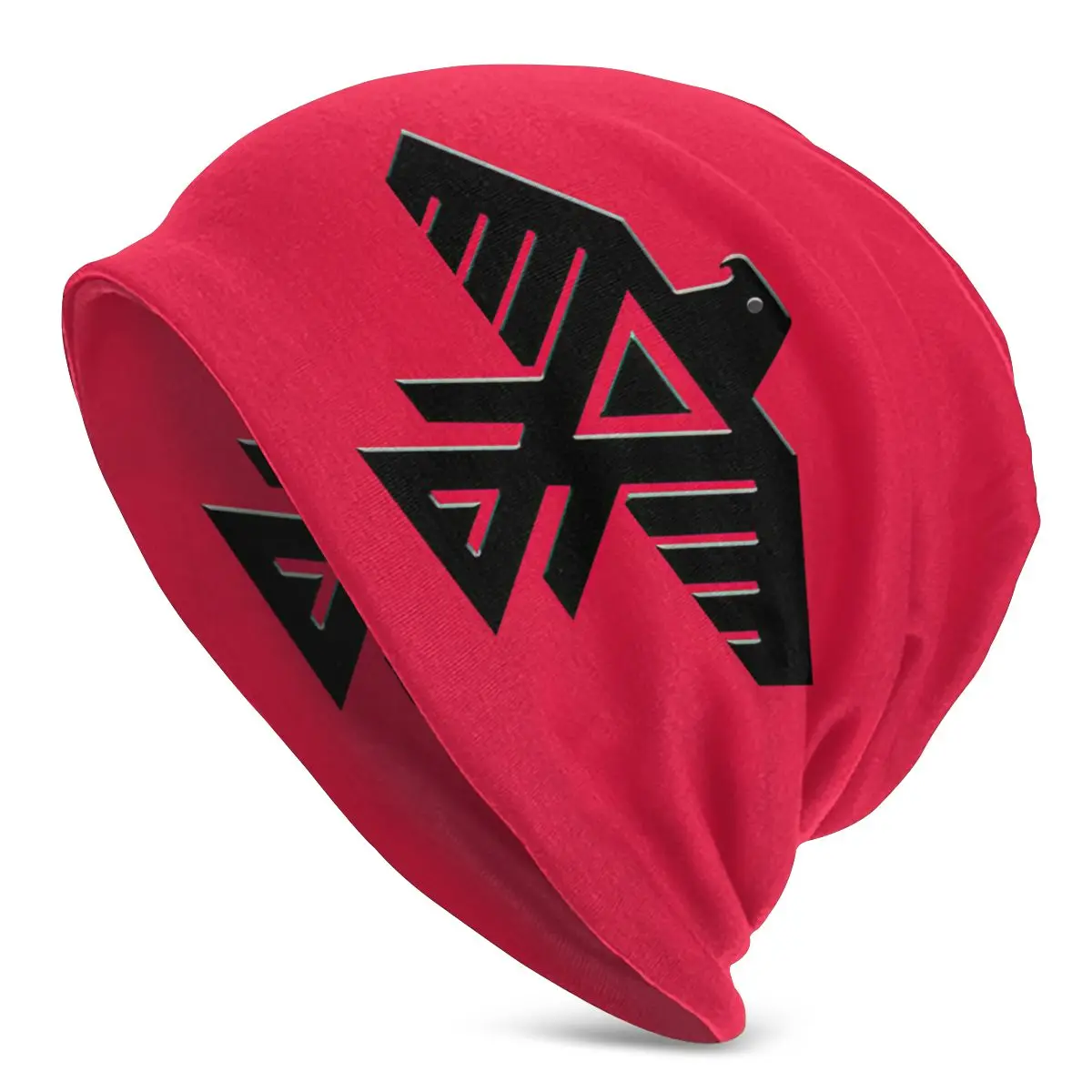 

Thunderbird Emblem Of The Anishinaabe People Black On Red Version Beanies Pullover Cap Comfortable , Adult Men's Woman Knit Hat