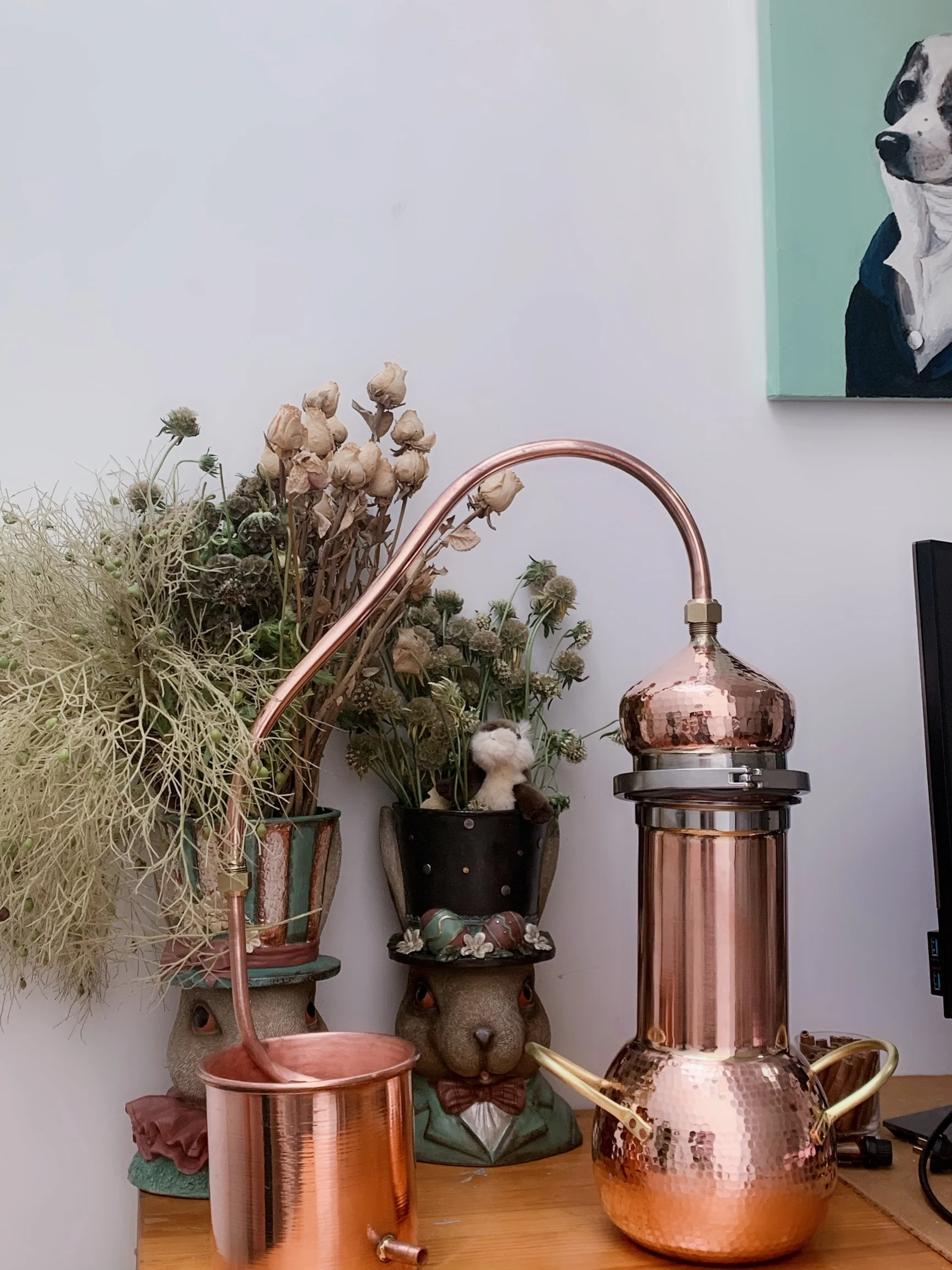 Чистый дистиллятор росы Ручной Работы Медный небольшой свежий цветок эфирное