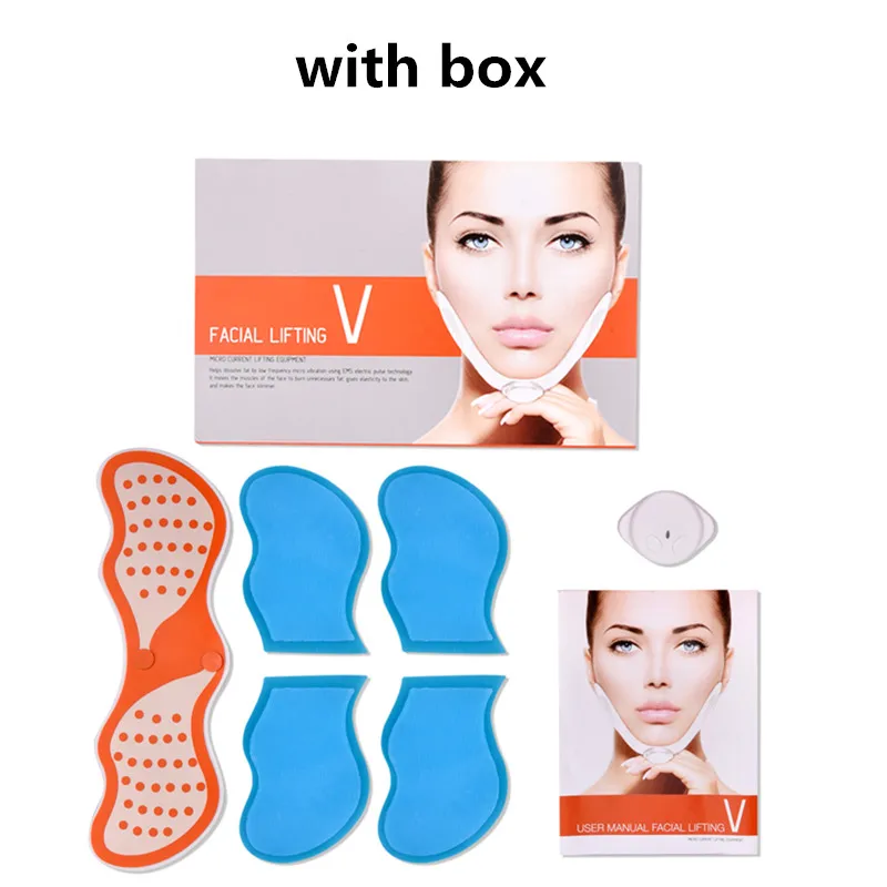 V Face with box 10 уровней EMS для похудения лица лифтинг челюсти тренажер TENS Электротерапия электронный импульсный массажер уменьшить двойной подбородок V лицо - Цвет: V Face with box