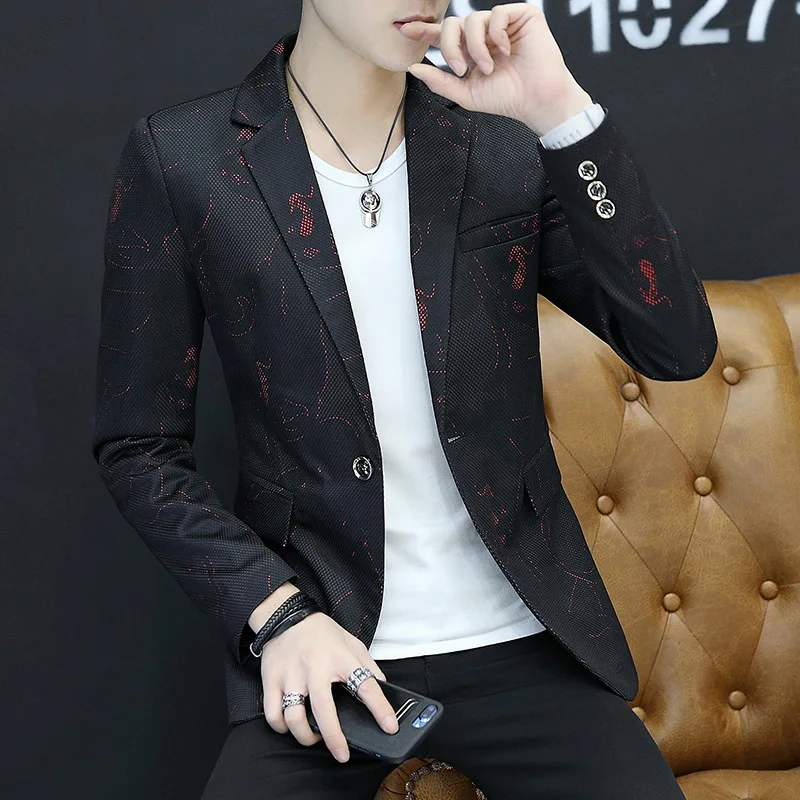 

Men's 2020 spring new Slim small suit teenagers embroidery leisure suit
