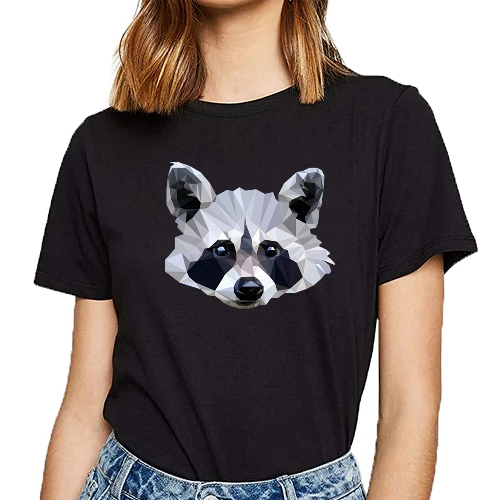 

Топы, футболка, Женская Базовая черная короткая женская футболка racoon