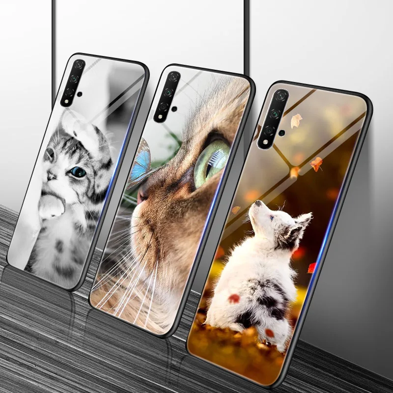 Чехол для телефона Huawei Nova 5T глянцевый Жесткий пластиковый с милым котом Mate 20 Lite PRO