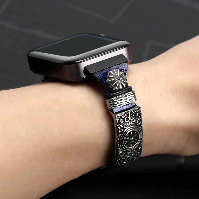 Кожаный ремешок для смарт-часов Xiaomi браслет в стиле ретро mi Watch металлические