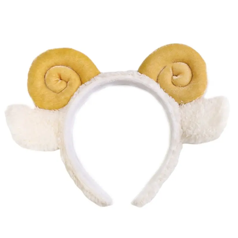 Women Girls Cute Sheep Horn Ears Headband Velvet Plush Cartoon Animal Hair Hoop Cosplay Costume Casual Wash Face Makeup Headwear |