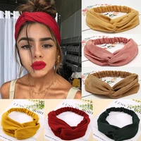 bohemian girls hairband hair accessories cross top knot elastic headbands for woman soft solid color twisted knotted headband