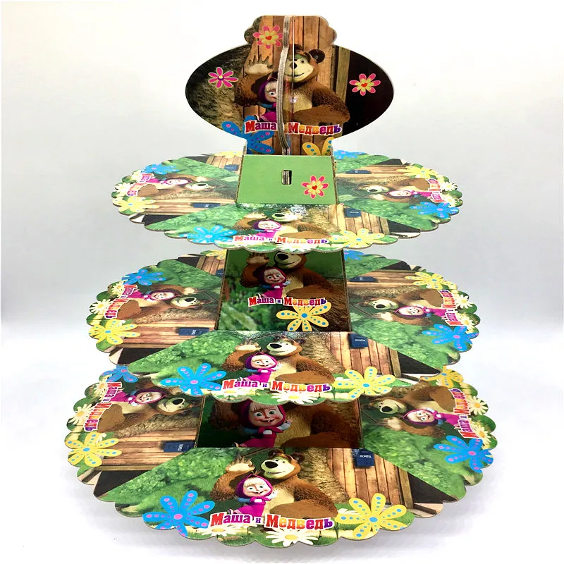 Cake Stand-1pack 5 шт. вечерние 18 дюймовые Мультяшные игрушки Маша и Медведь, декоративные алюминиевые воздушные шары для первого дня рождения, вечерние принадлежности для мальчиков - Цвет: Cake Stand-1pack