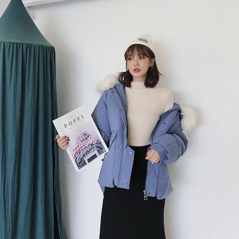 Модная женская новая Корейская зимняя хлопковая одежда куртка утолщенная