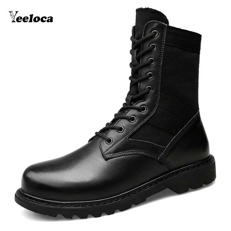 Мужские ботинки из плюша теплые до середины икры на шнуровке натуральной кожи +