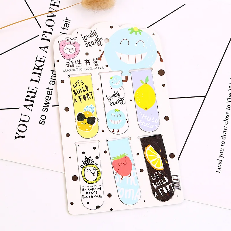 5 6 шт./компл. Kawaii кота кактуса магнитные закладки для книг маркер страница канцелярские принадлежности для школьных канцелярских товаров Бумага зажим - Цвет: 5