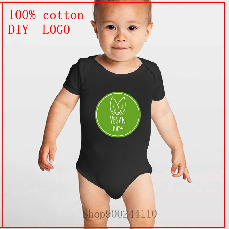 

round eco green logo vegan vector image printing Bodysuits Baby High quality 3M-24M Cotton Infant short Sleeve Baby Bodysuits