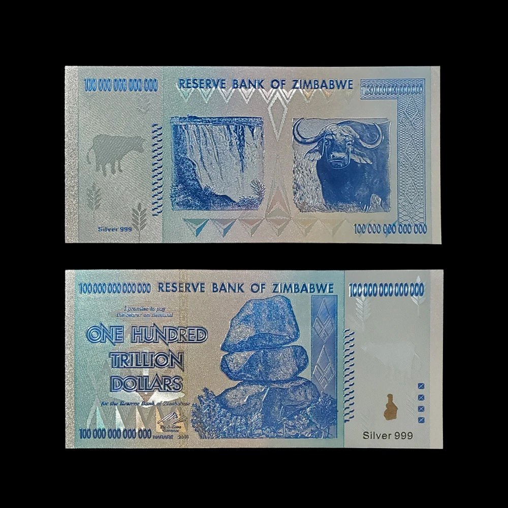 RH zimbabia Купюры в виде синей банкноты 100 трлн долларов с сертификатами 24k и золотым