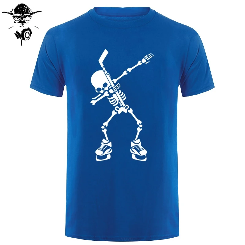 Hockeyer Skeleton Dabbing танцевальная футболка для Хэллоуина новая мужские модные футболки