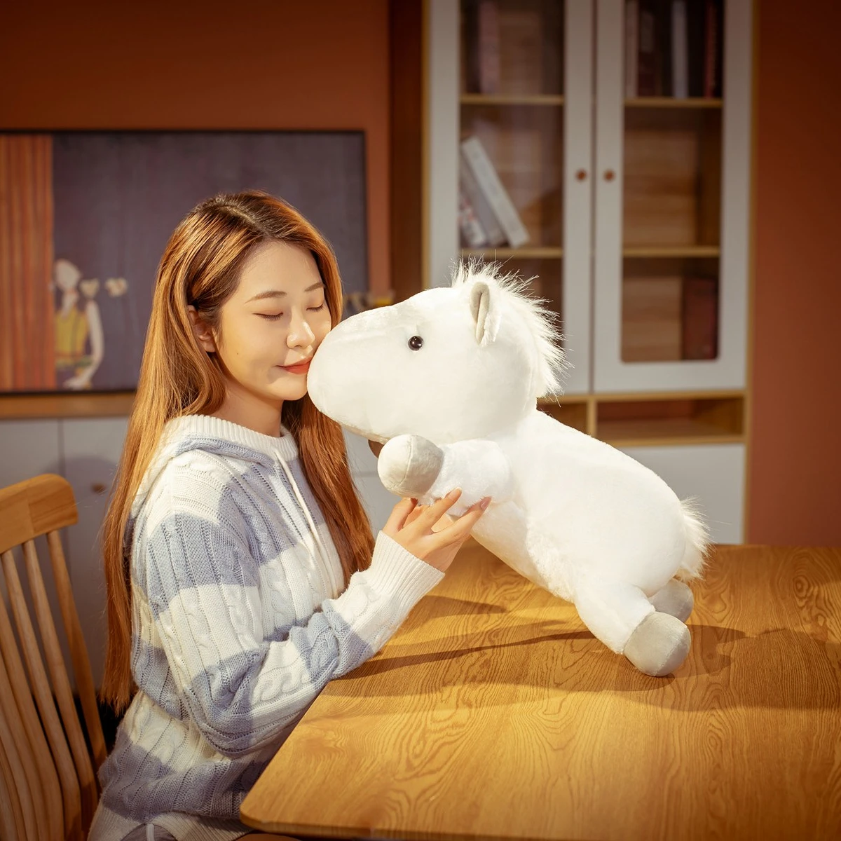 

55/70cm High Quality Cute Simulation Horse Plush Toys Stuffed Soft Kawaii Animals Doll Pillow For Girls Kids Nice Birthday Gifts
