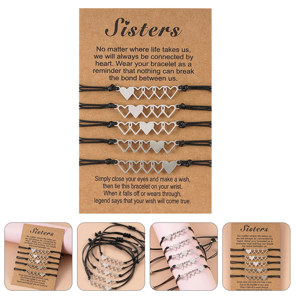

5pcs Hollow Heart Shaped Bracelet Friendship Bracelet Jewelry for