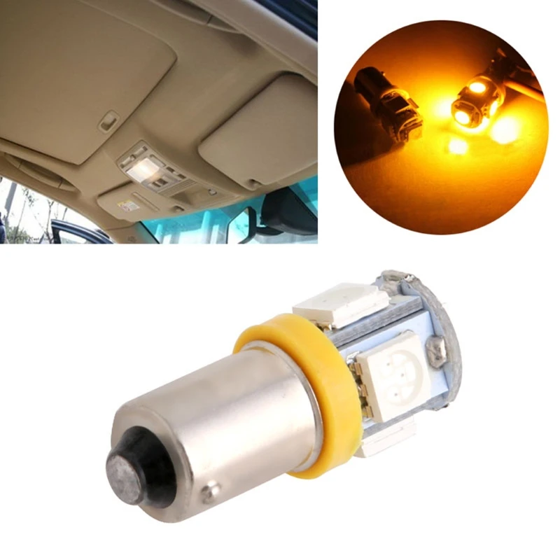 1Pc T11 BA9S 5050 5-SMD LED Bulb Car Lamp 12V T4W 3886X H6W 363 Yellow Light
