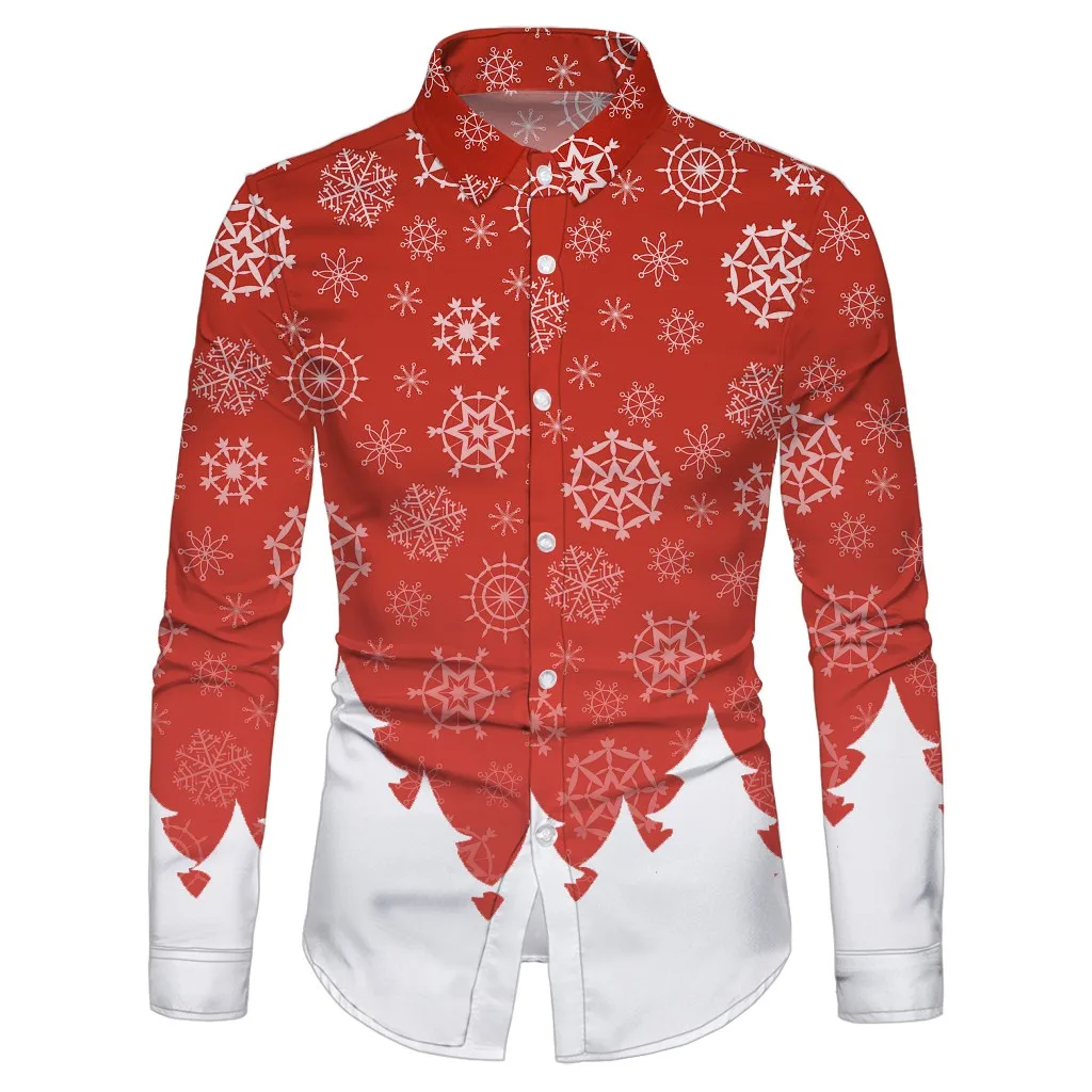 Мужская Рождественская рубашка Funnyshirt Повседневная с длинными рукавами и принтом