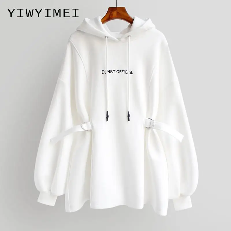 

2021 Spring Female Loose Office Lady Round Neck Solid Color Letter Long Sleeve Minimalist pullovers Women Sweatshirt Dress