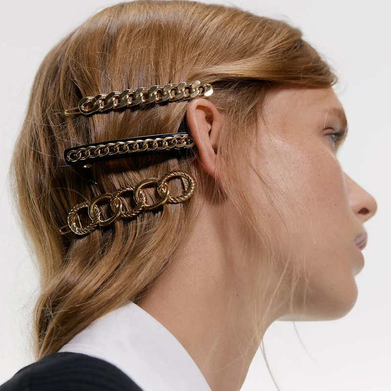 4 шт./компл. мода ZA Заколки для волос Винтаж золотые металлические заколки INS