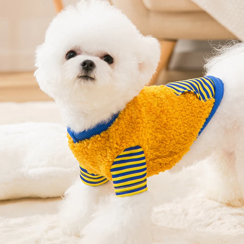 

Puppy Clothes Fleece Cloth Pet Clothes Fashion Cute Striped Pattern Velvet Pet Dog Clothes For Small Medium Dogs Pet Supplies