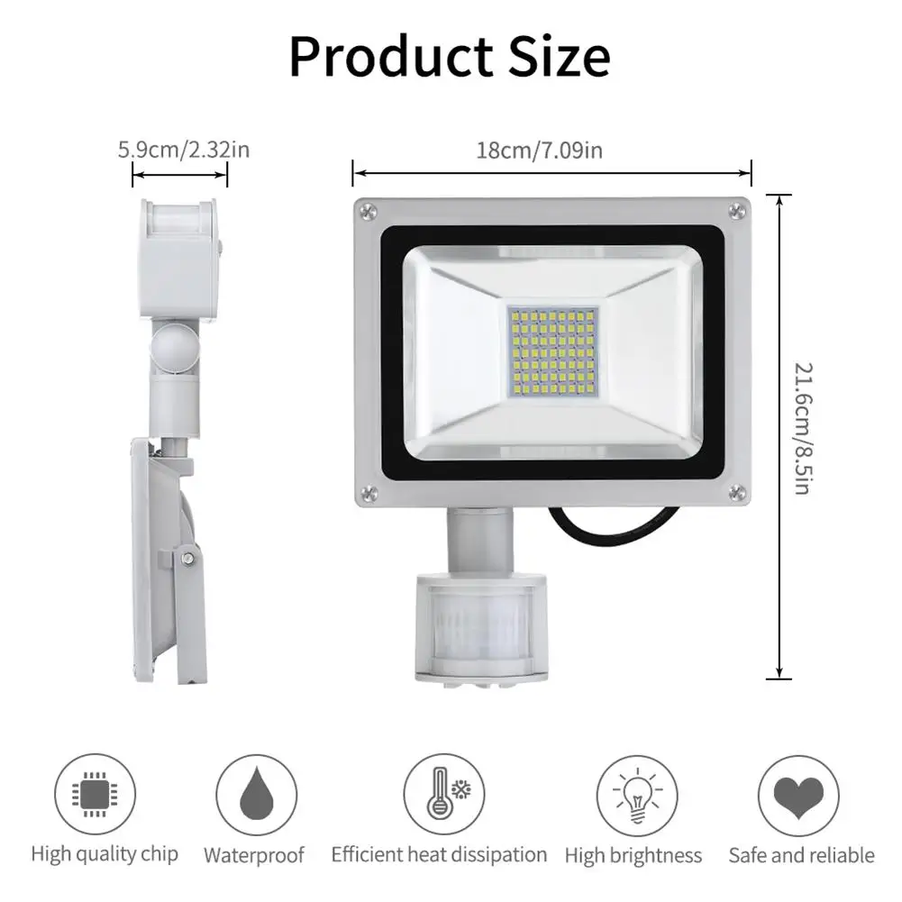 

30W 220V LED Floodlights Spotlight Search Light Outdoor Lamp for Garden Street Suspension Horizontal Wall 216*180*59mm