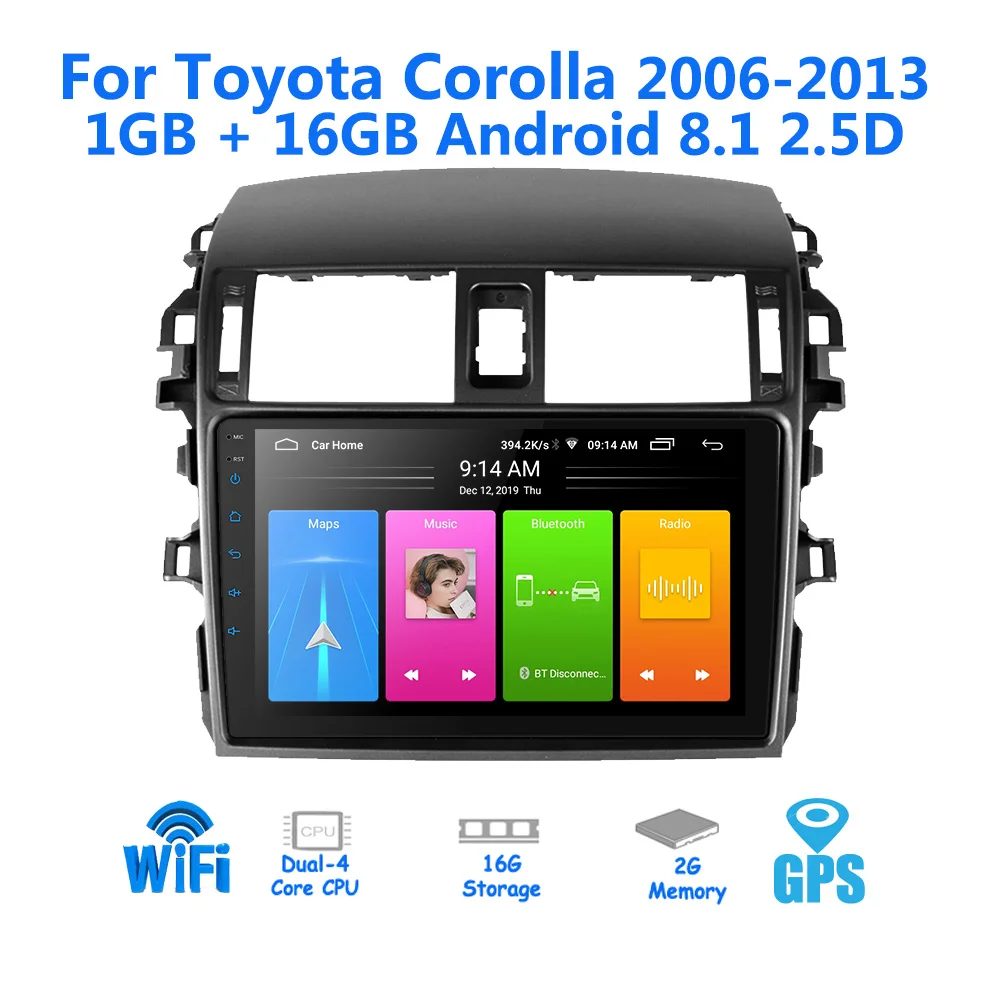 2din Android 8 1 автомобильное радио для 2006-2013 Toyota Corolla 2G(RAM)+ 16G Авторадио GPS навигация