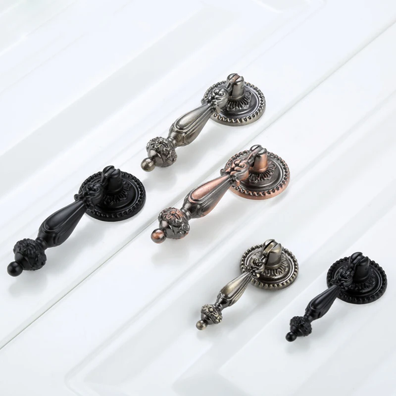 

Антикварные подвесные ручки для шкафов, кухонные ручки, дверной шкаф, ящик, мебель, комод, шкаф, латунная ручка, домашний декор