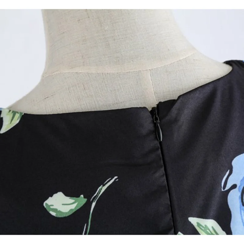 Женское винтажное платье миди с цветочным принтом синее в стиле 50 х годов сарафан