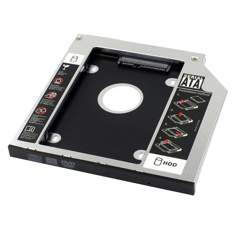 

LX0B Universal 12.7/9.5/9.0mm Aluminum 2nd SATA SSD Hard Drive Tray Caddy Adapter Enclosure