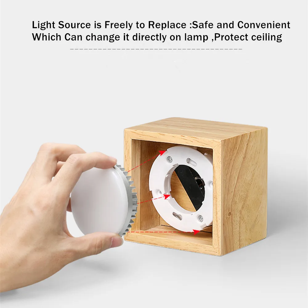 Скандинавская деревянная потолочная лампа светильник с поверхностным