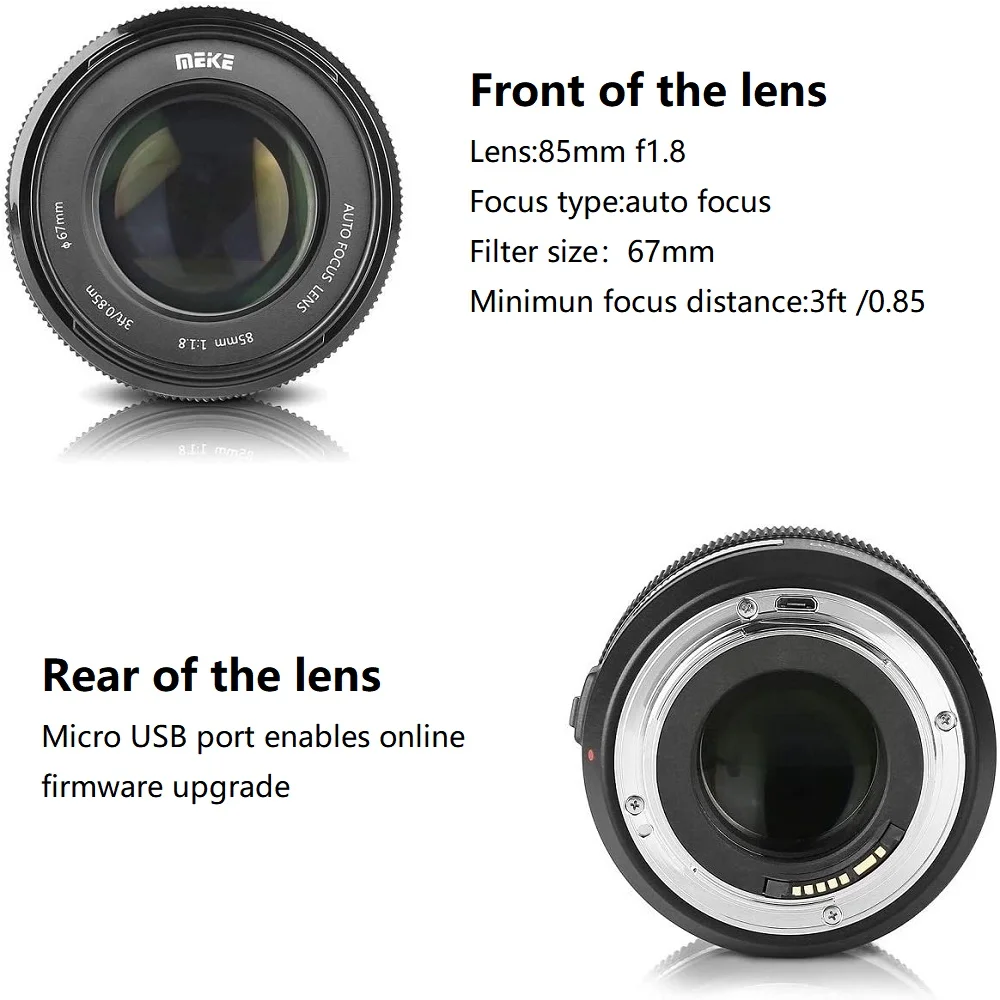 Meike 85 мм f1.8 Полнокадровый объектив с автофокусом для Canon EOS EF Mount 60D 70D 800D 90D 5D2 5D3 600D