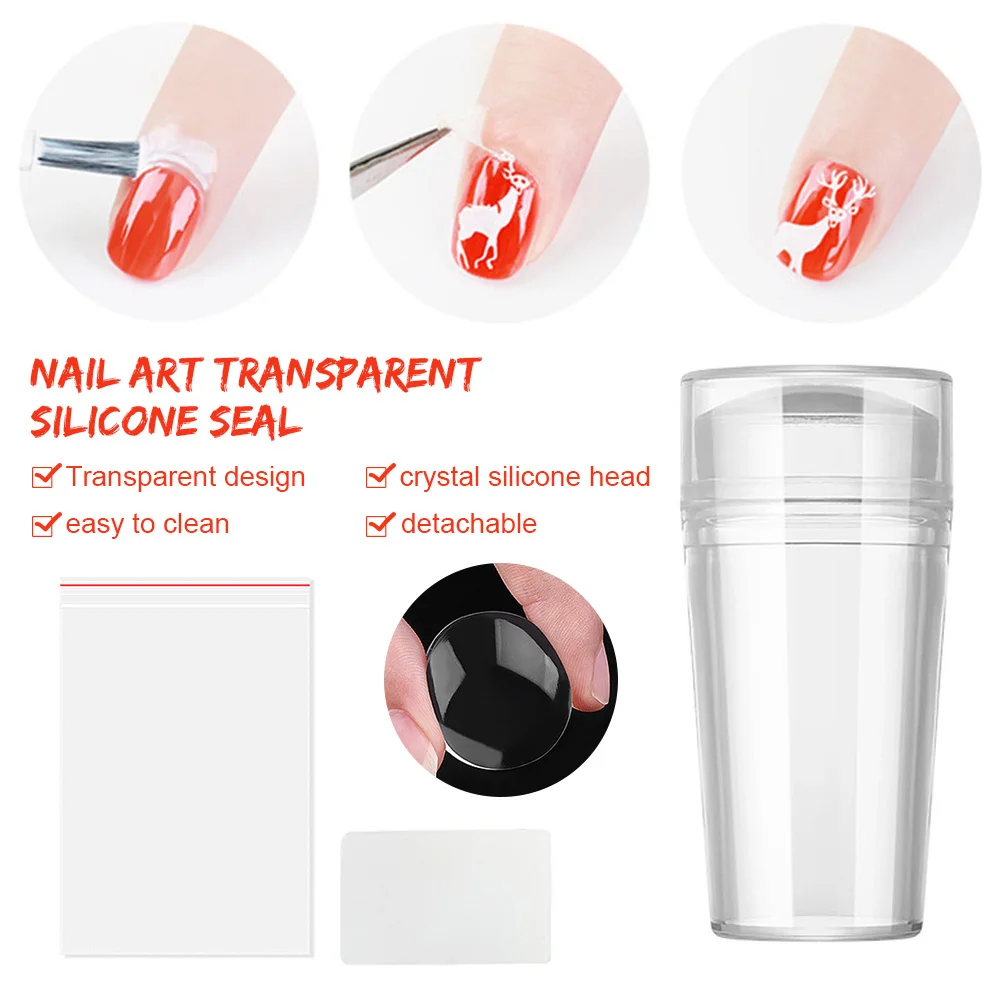 DIY скребок штамп для дизайна ногтей прозрачный силиконовый желе со скребком