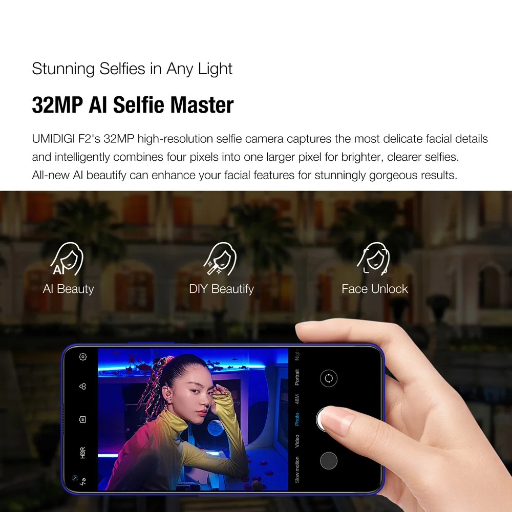 Глобальная версия UMIDIGI F2 Android 10 6,5" FHD+ 6GB128GB 48MP AI Quad camera 32MP Selfie Helio P70 NFC 5150mAh мобильный телефон