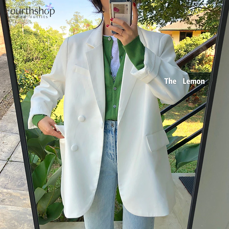 Женский винтажный блейзер в Корейском стиле Офисная Женская одежда Свободное