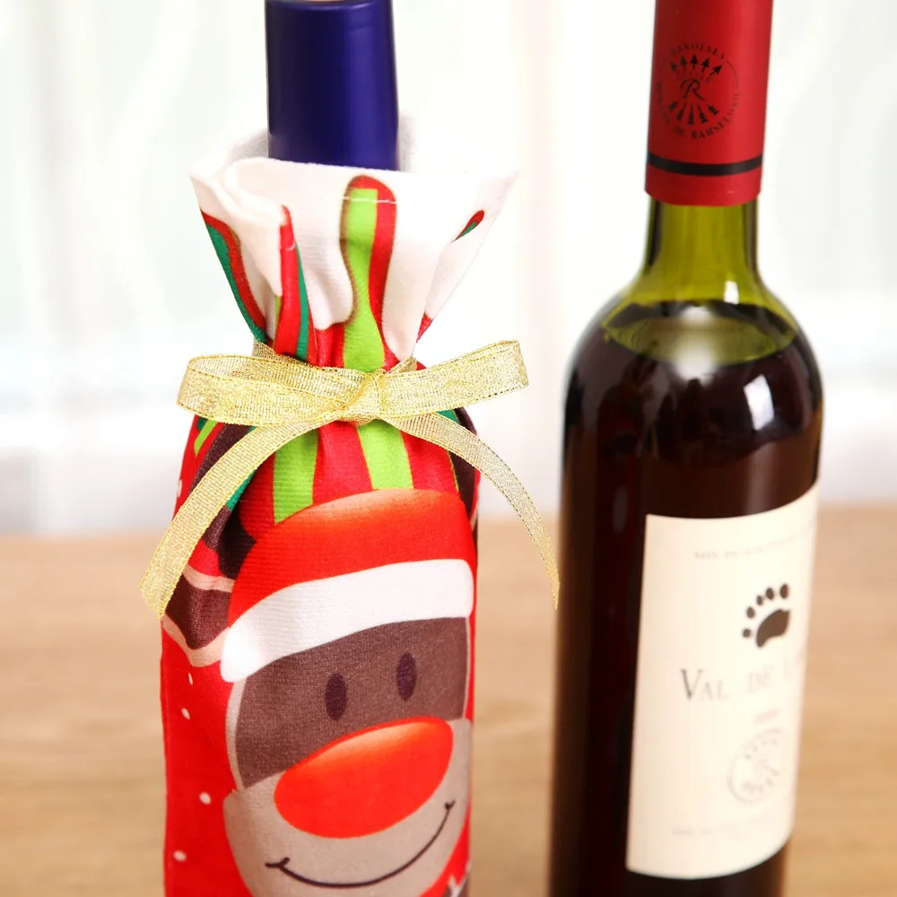 Рождественские украшения для дома пакет для красного вина Detalles De Navidad домашний декор для стола вечерние поставки Рождественская бутылка вина крышка B1