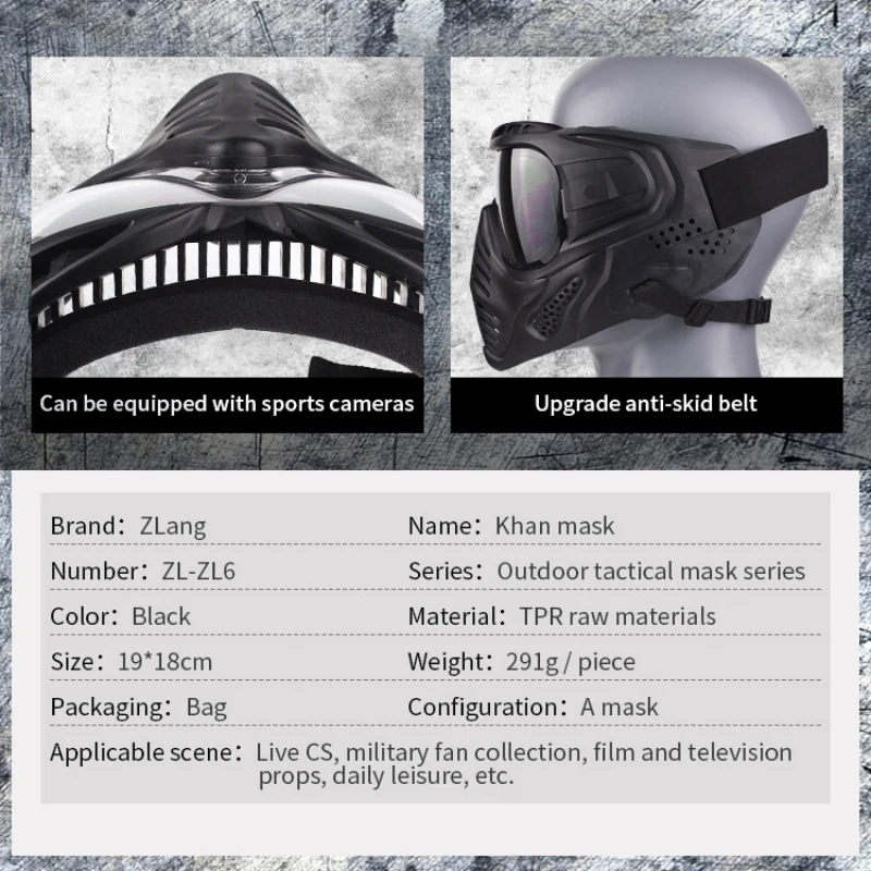 

Tactical Anti-Fog Mask And Fast Helmet, Lens Skull Mask Dual Mode Wearing Design Adjustable Strap For CS Game Movie Prop