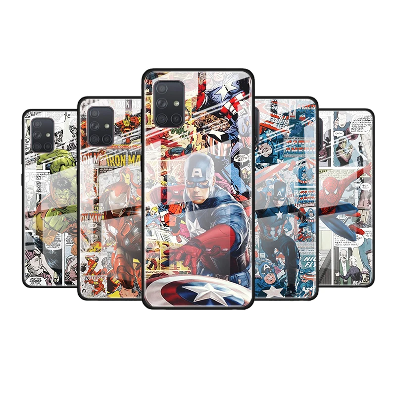 

Spiderman captain america for Samsung Galaxy S21 Ultra A71 A51 4G 5G A91 A81 A41 A31 A21 A11 A01 Tempered Glass Phone Case