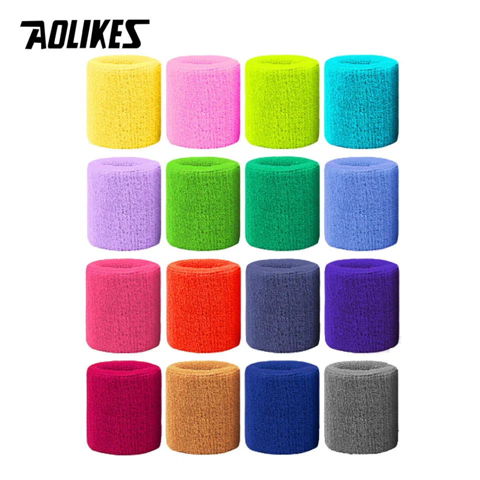 AOLIKES Colorful Cotton Unisex Sport Sweatband Wristband Wrist Protector Running Badminton Basketball Brace Cloth Sweat Band | Спорт и