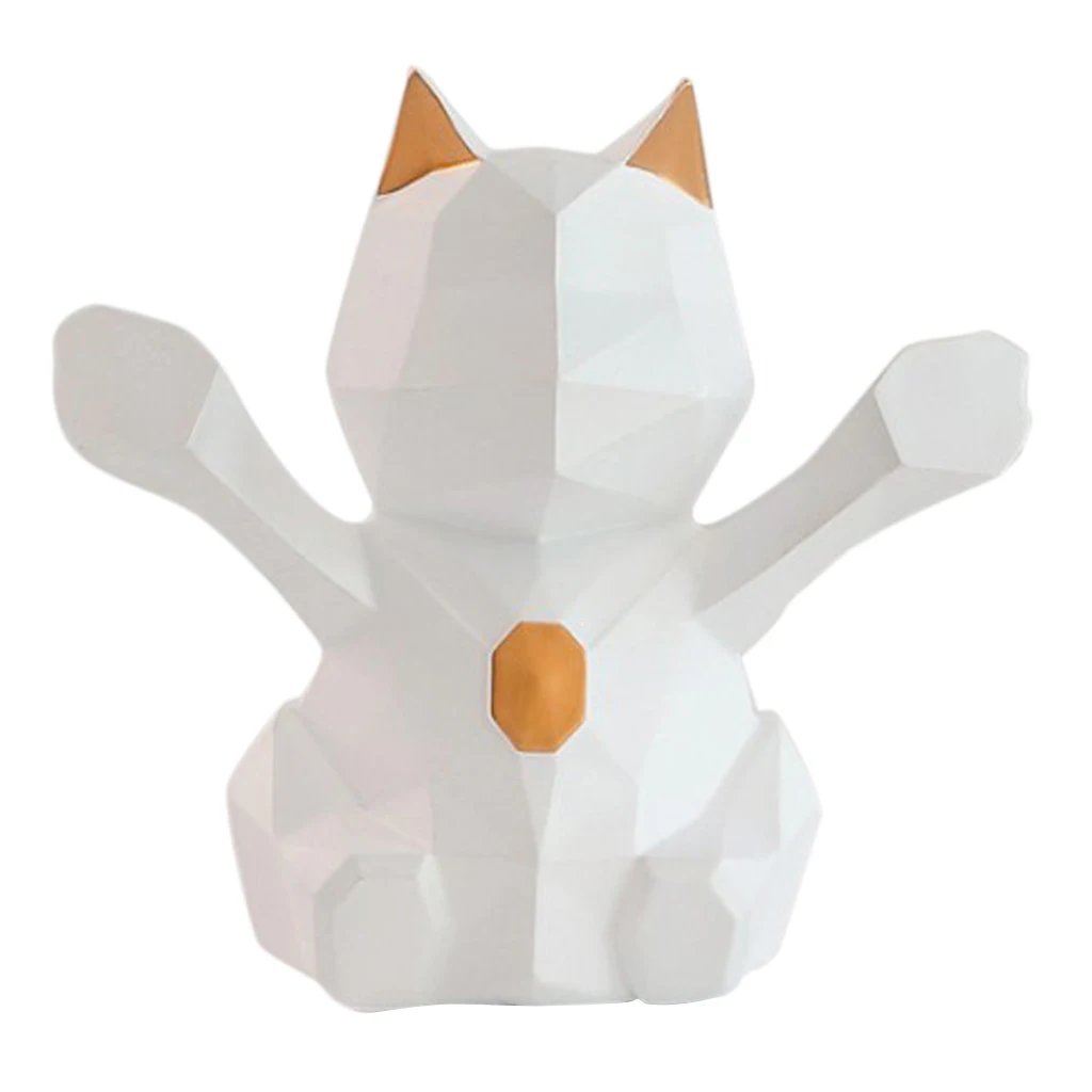 3D смолы Lucky Cat украшения геометрический фигурка кошки на удачу днем Лаки статуя