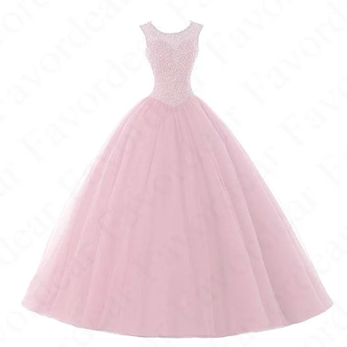 Favordear Vestido De 15 Anos бордовый Изумрудный зеленый красный золотой бисер Пышное Платье бальные платья сладкий 16 нарядное платье с открытой спиной Платья - Цвет: BLF-21-pink