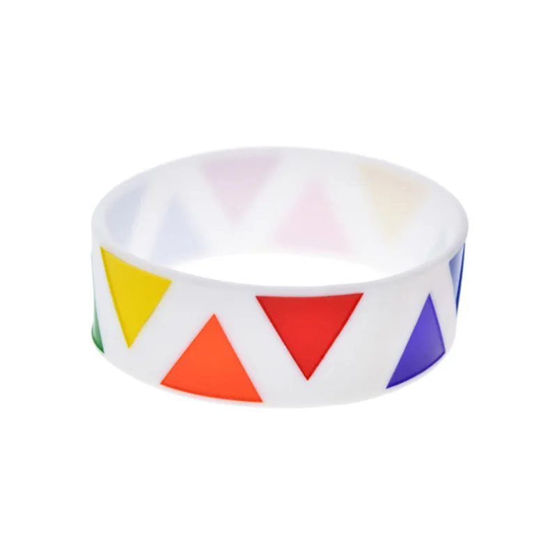 Модный Цветной силиконовый браслет с гравировкой Радуга 1 дюйм широкий ремешок