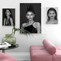 zendaya movie actress oil painting poster zendaya vintage art black and white portrait wall picture fans collect art prints