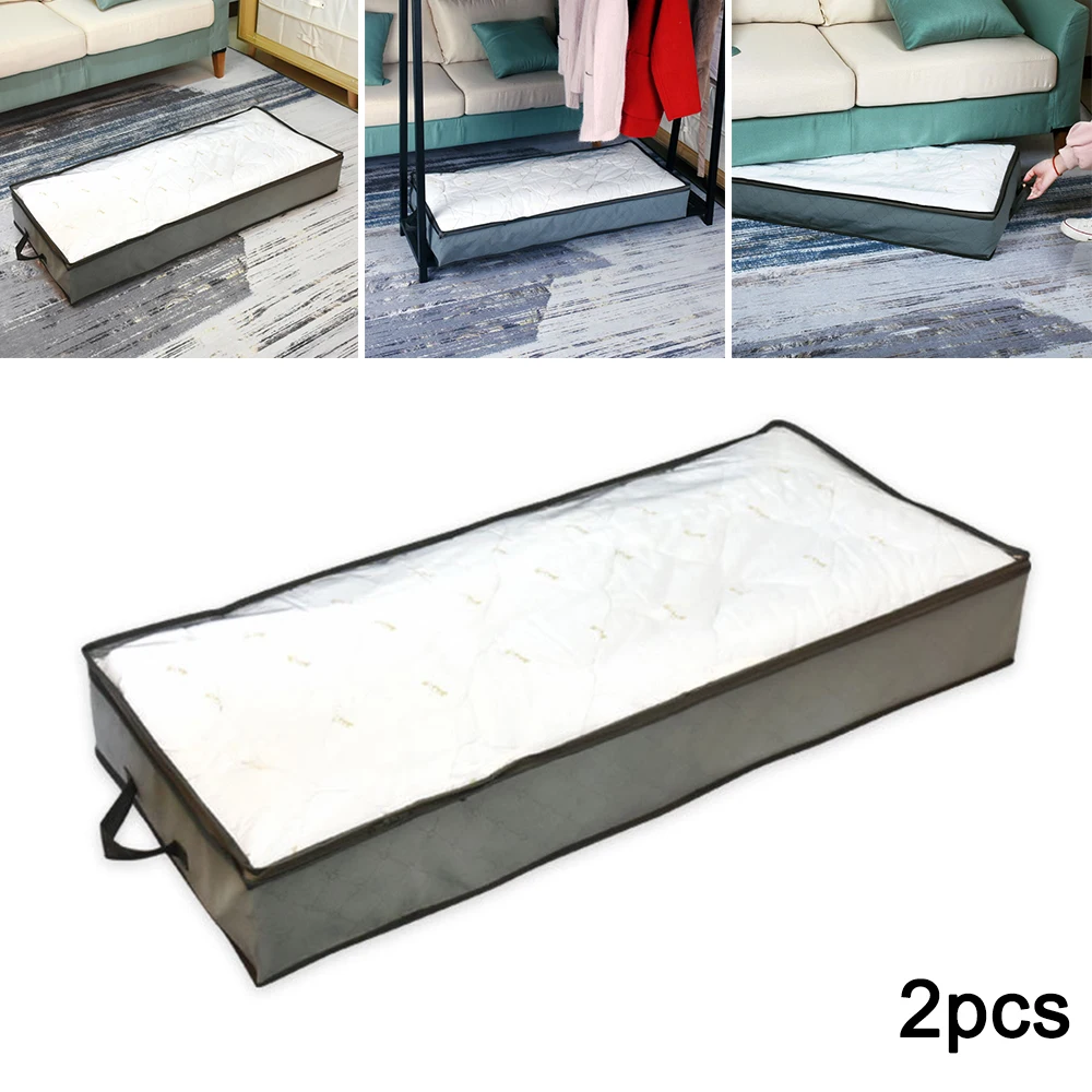

2PCS Storage Bag Underbed For Comforter Blanket Household Organization